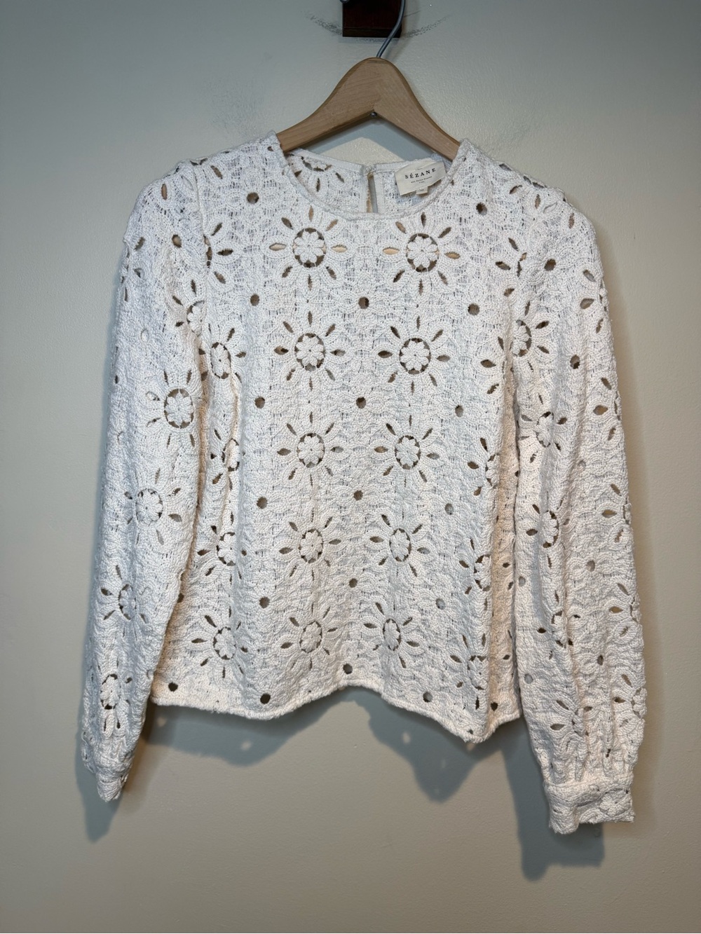 Sézane Ecru Sun Guipure Jesse Blouse - Picture 4 of 11